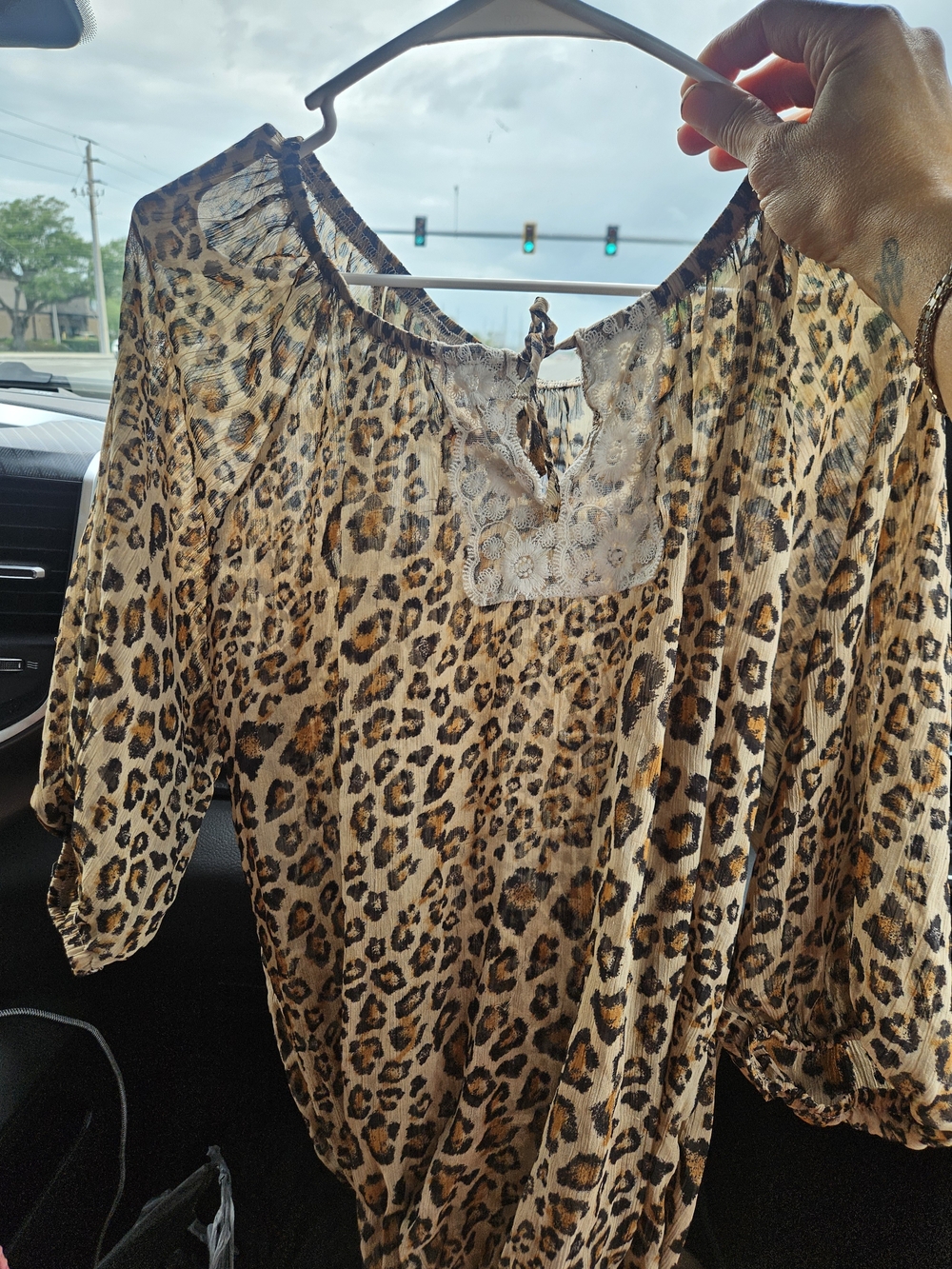 Cuddl Duds Leopard Print Tunic in Tan and Brown